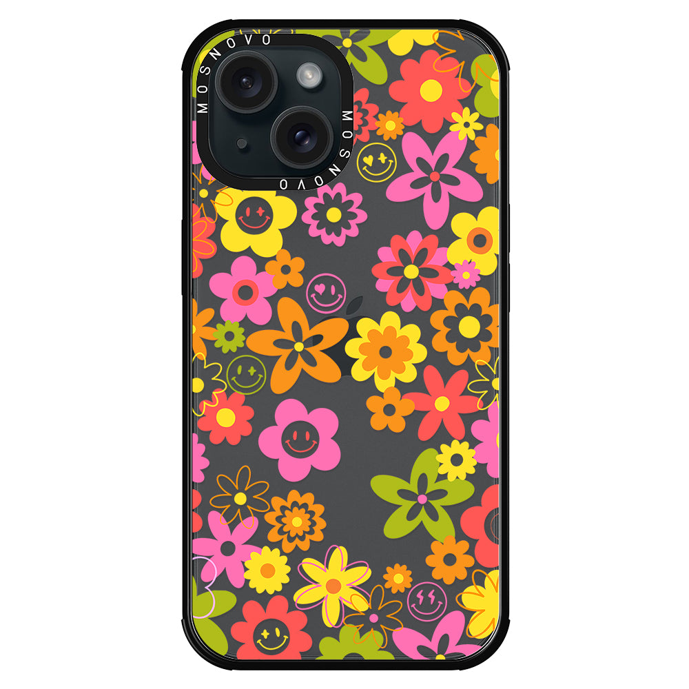 70's Groovy Floral Phone Case - iPhone 15 Case - MOSNOVO