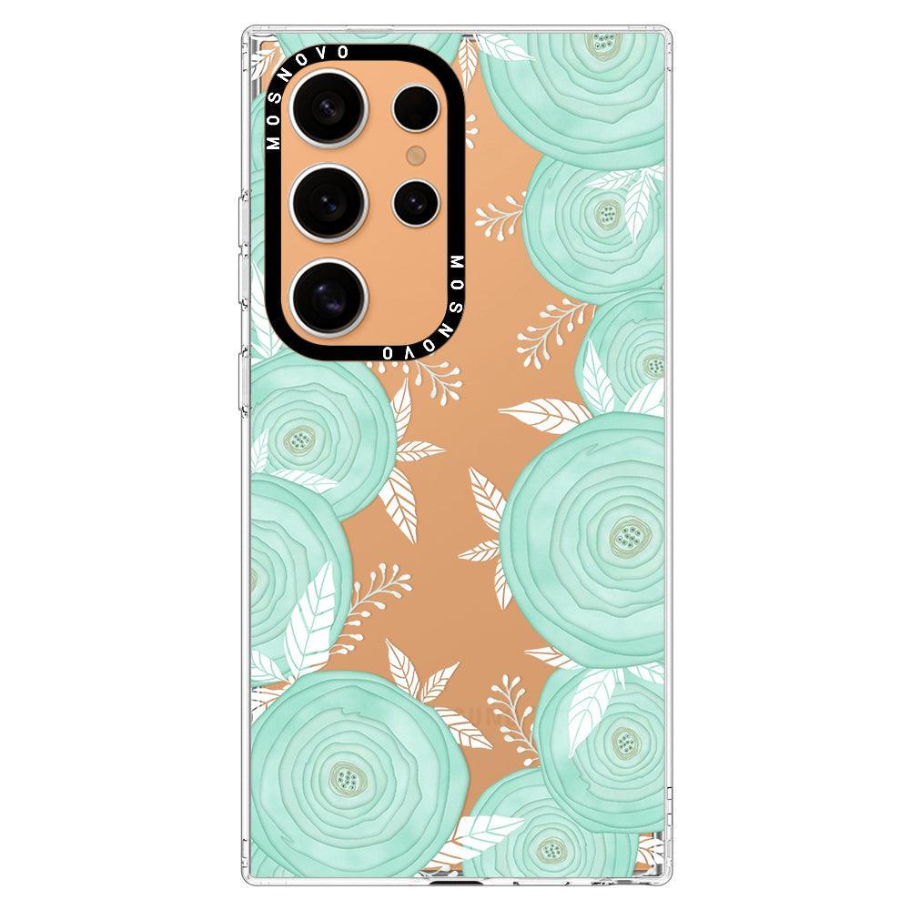 Mint Flower Phone Case - Samsung Galaxy S24 Ultra Case - MOSNOVO