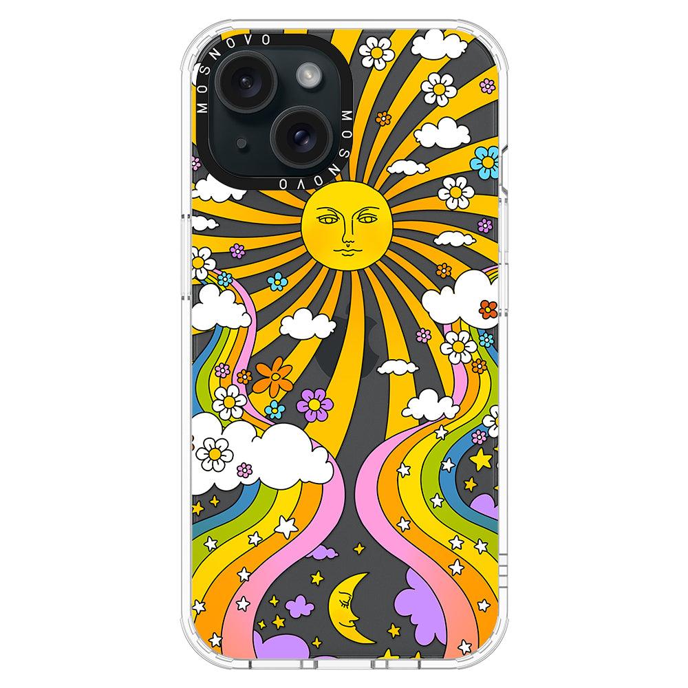 Rainbow Sun and Moon Phone Case - iPhone 15 Case - MOSNOVO