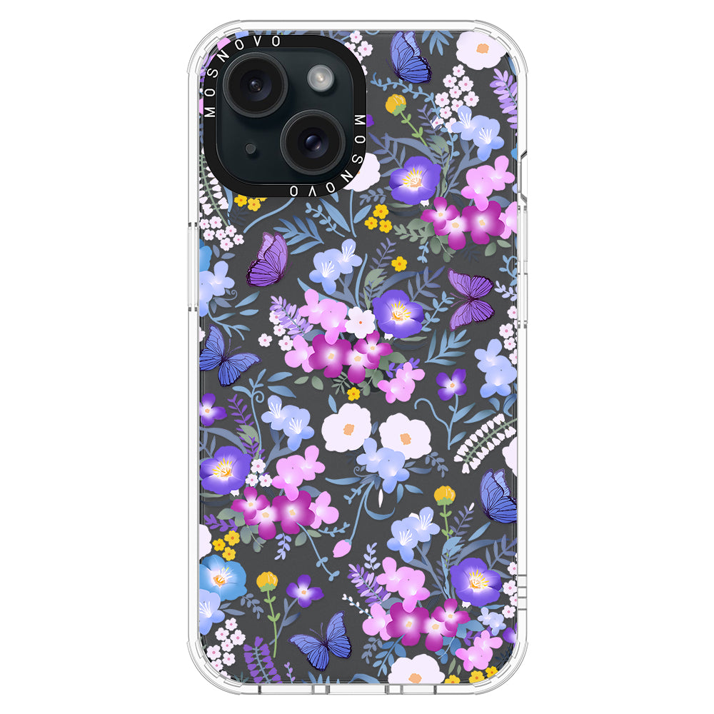 Purple Peri Nemophila Flower Phone Case - iPhone 15 Plus Case - MOSNOVO