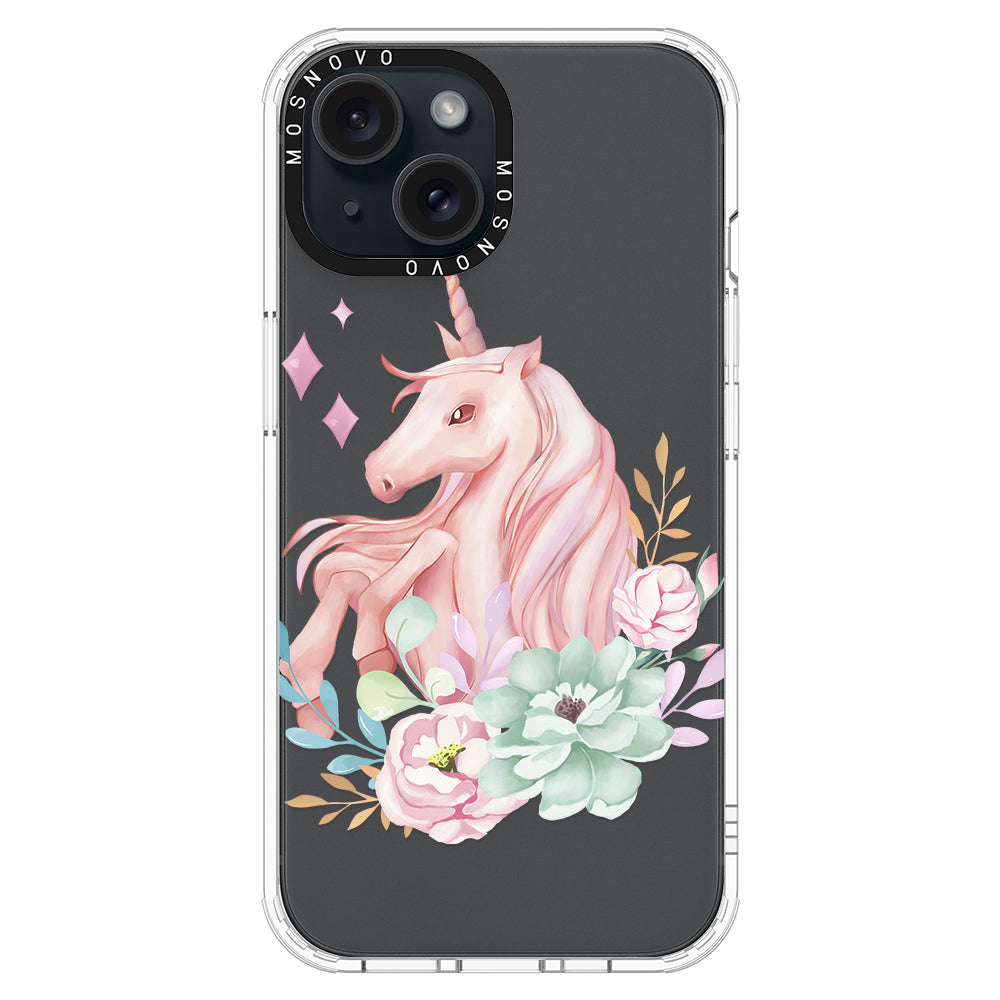 Elegant Flowers Unicorn Phone Case - iPhone 15 Case - MOSNOVO