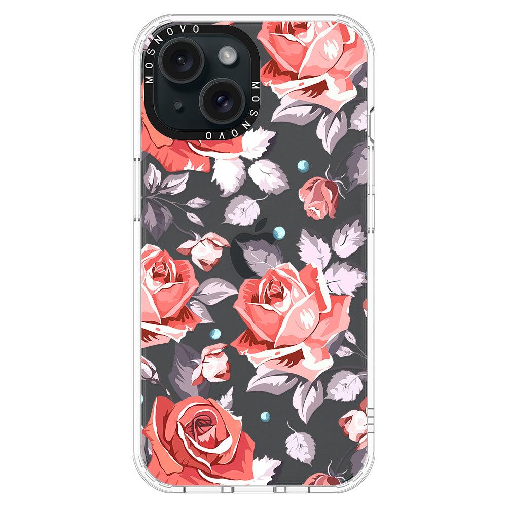 Retro Flower Roses Phone Case - iPhone 15 Plus Case - MOSNOVO