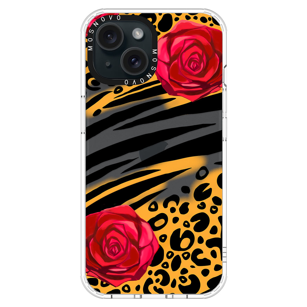 Wild Floral Leopard Phone Case - iPhone 15 Case - MOSNOVO