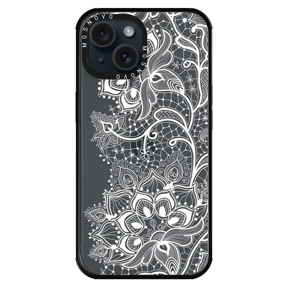 White Lotus Henna Phone Case - iPhone 15 Case - MOSNOVO