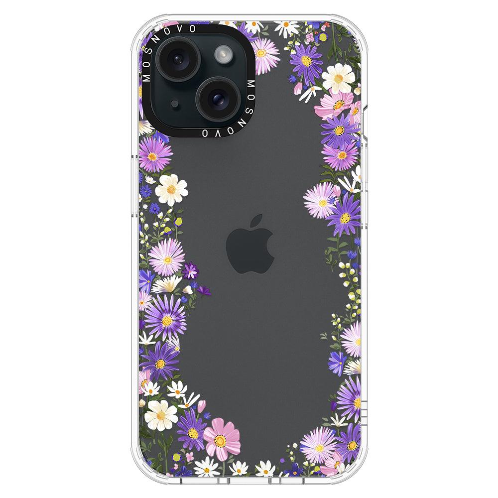 Purple Daisy Garden Phone Case - iPhone 15 Case - MOSNOVO