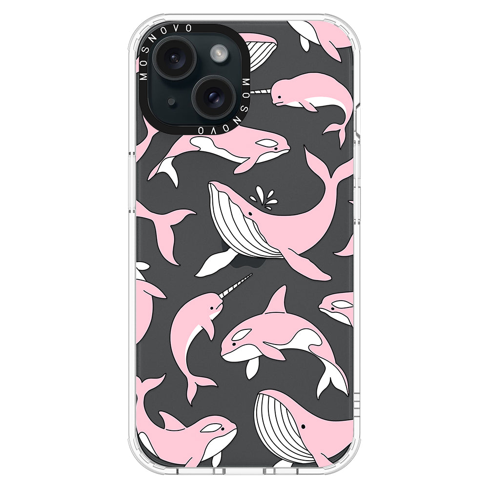 Pink Whales Phone Case - iPhone 15 Plus Case - MOSNOVO