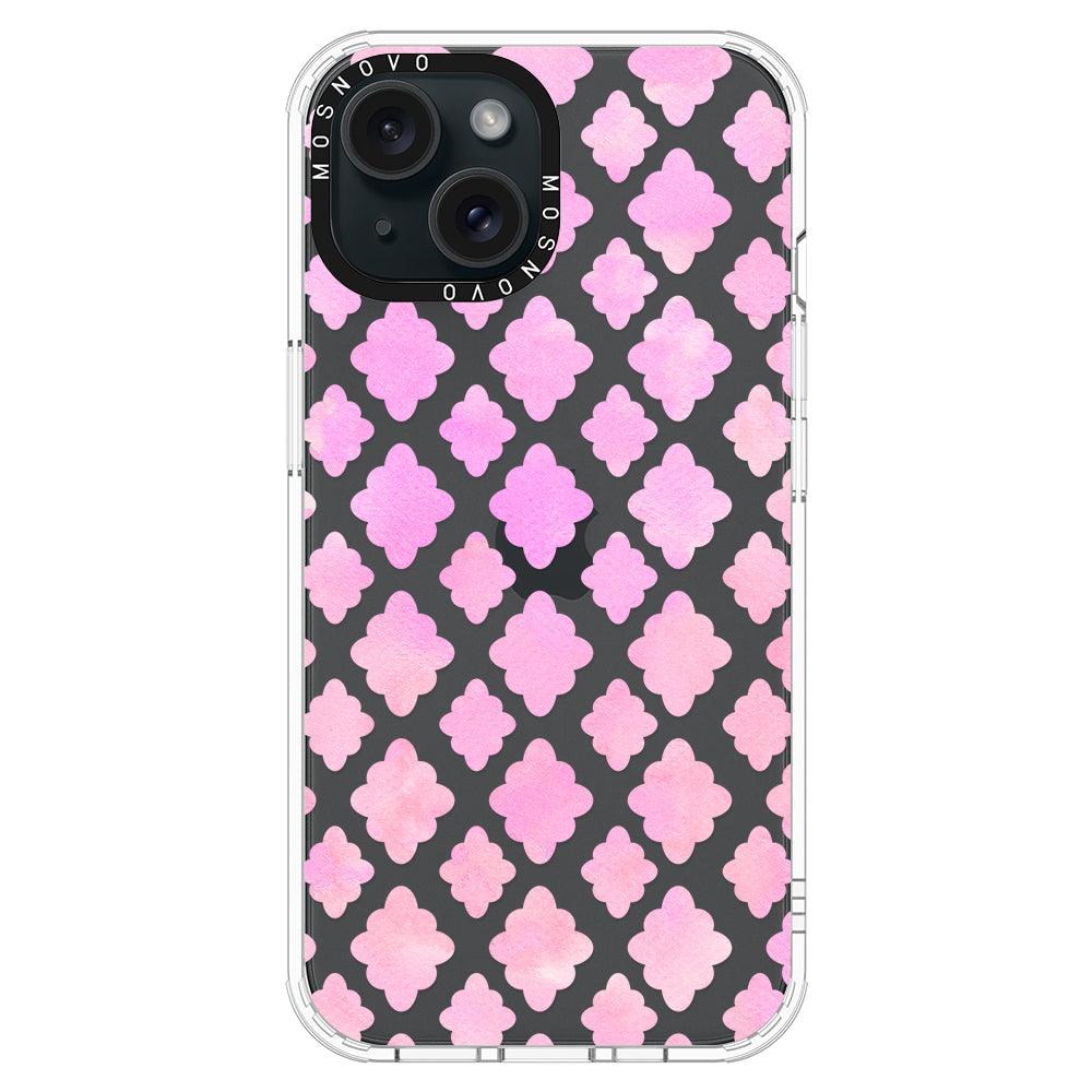 Pink Flower Diamond Phone Case - iPhone 15 Plus Case - MOSNOVO