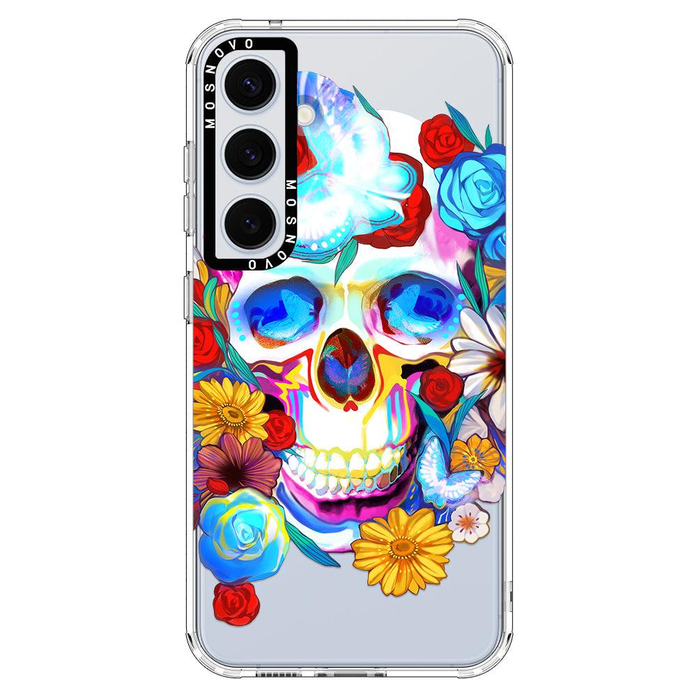 Sugar Flower Skull Phone Case - Samsung Galaxy S24 Case - MOSNOVO