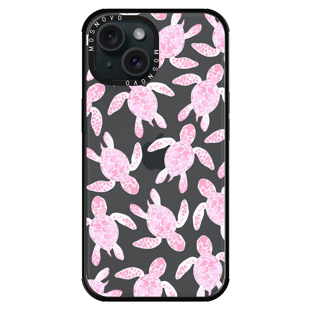 Pink Turtle Phone Case - iPhone 15 Case Black