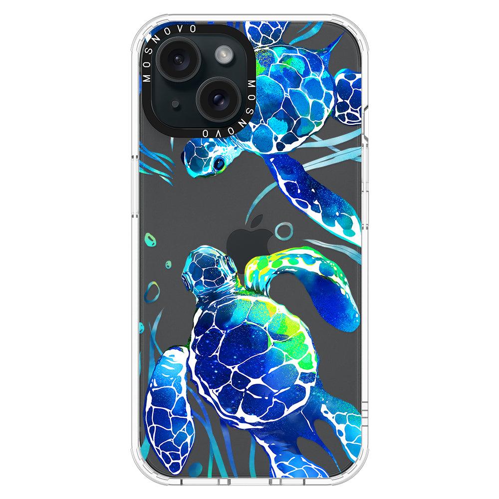 Blue Sea Turtle Phone Case - iPhone 15 Case - MOSNOVO