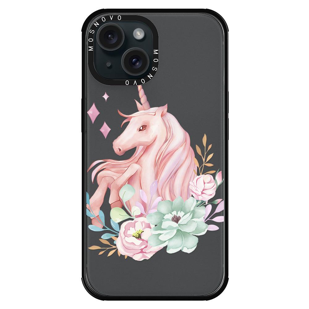 Elegant Flowers Unicorn Phone Case - iPhone 15 Case - MOSNOVO