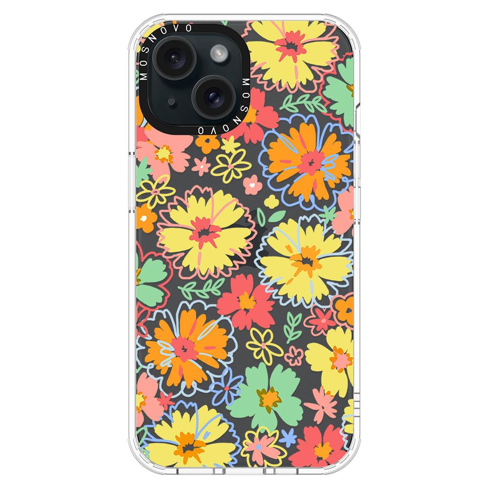 Retro Boho Hippie Flowers Phone Case - iPhone 15 Plus Case - MOSNOVO