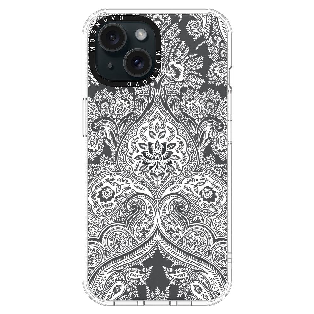 White Damask Phone Case - iPhone 15 Case - MOSNOVO