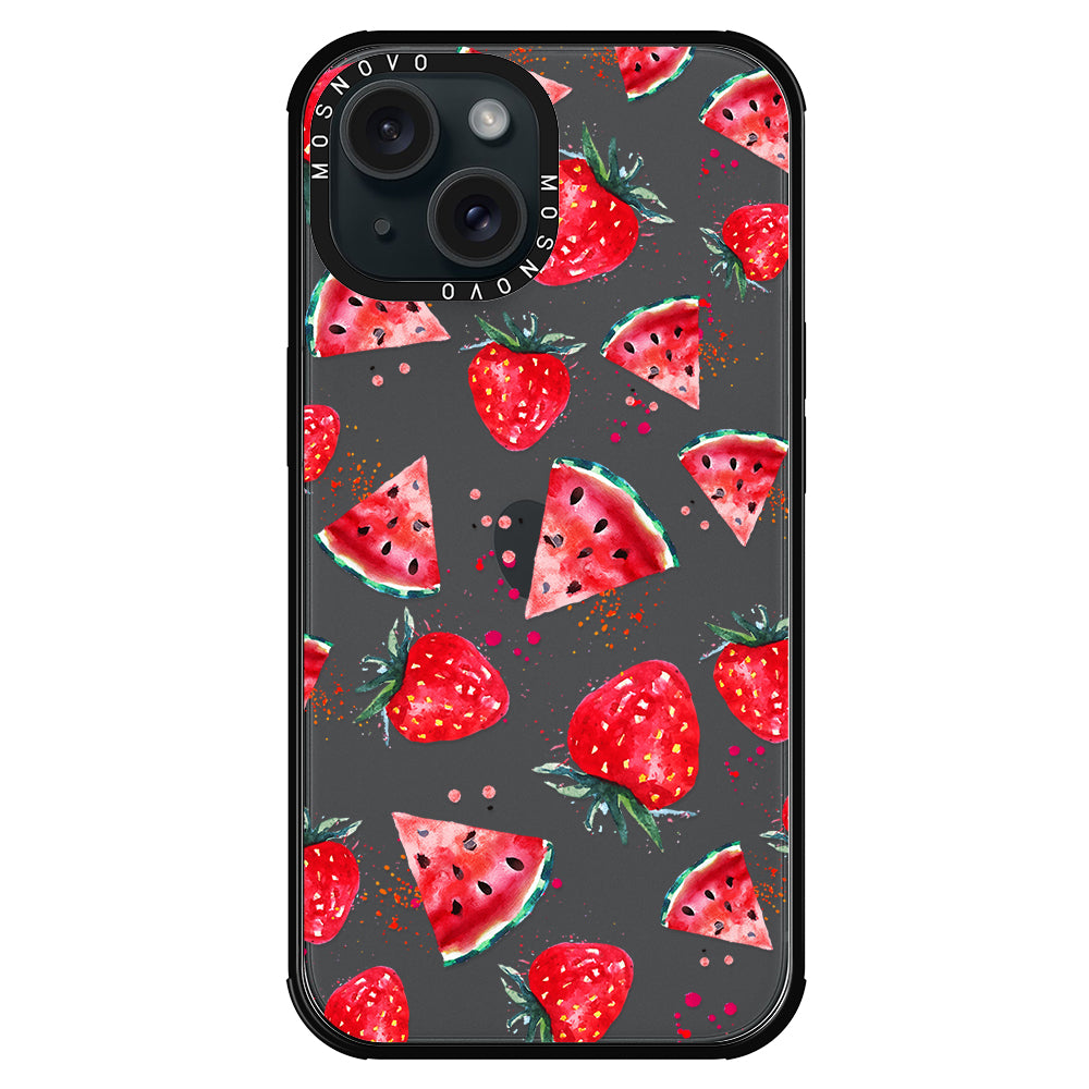 Watermelon and Strawberry Phone Case - iPhone 15 Case - MOSNOVO