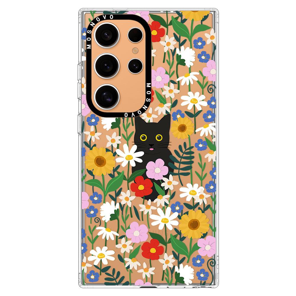 Black Cat in Garden Phone Case - Samsung Galaxy S24 Ultra Case - MOSNOVO