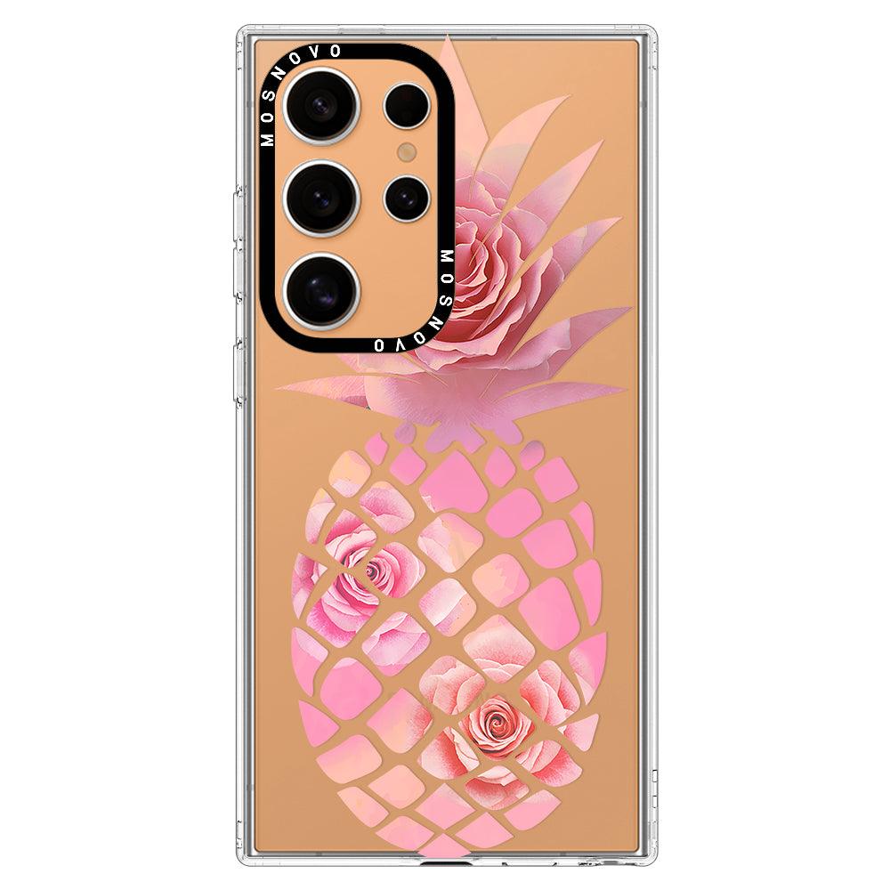 Pink Floral Pineapple Phone Case - Samsung Galaxy S24 Ultra Case - MOSNOVO