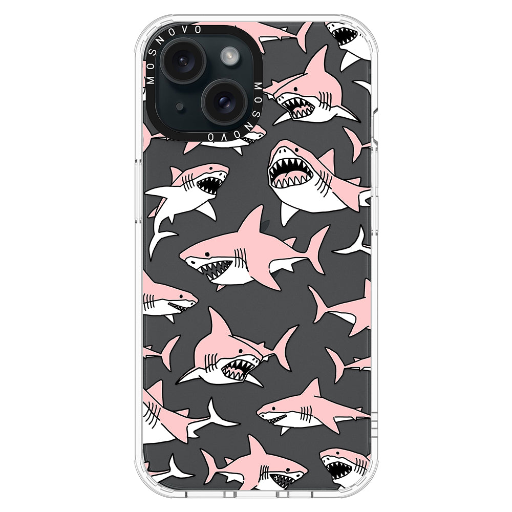 Pink Shark Phone Case - iPhone 15 Plus Case - MOSNOVO