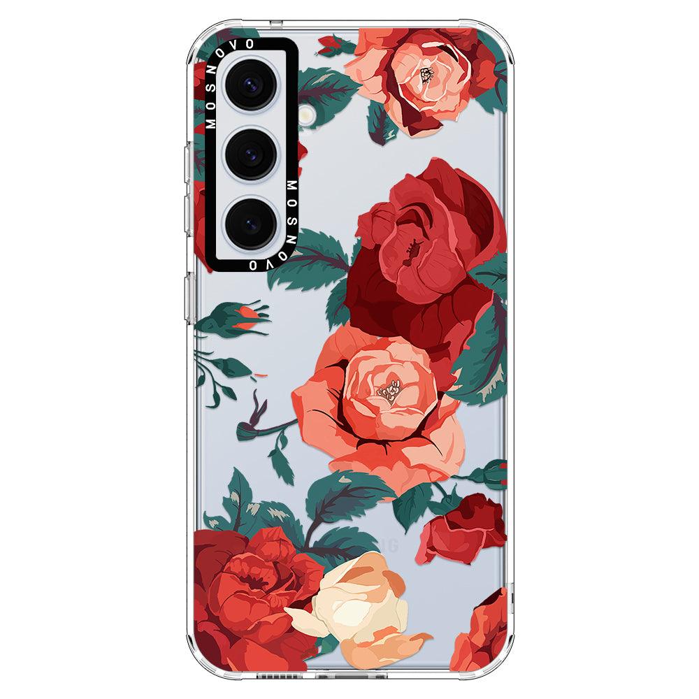 Vintage Red Rose Phone Case - Samsung Galaxy S24 Plus Case - MOSNOVO