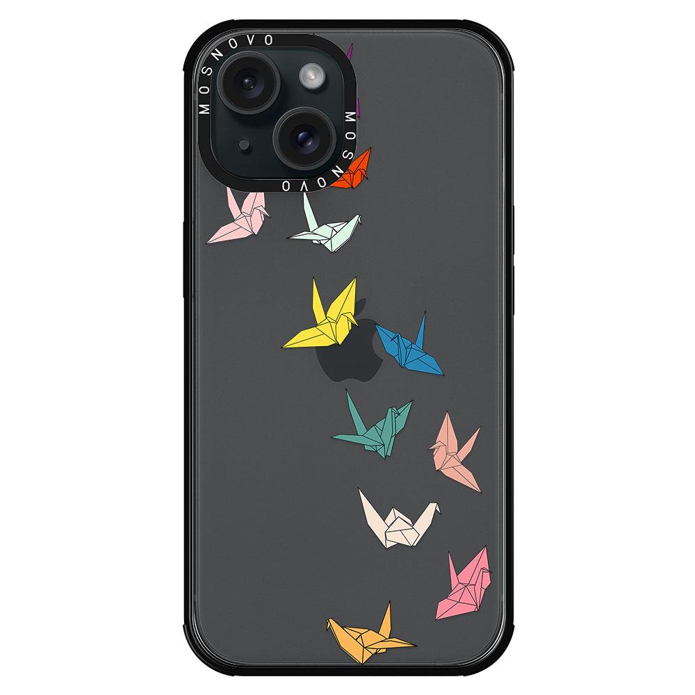 Paper Crane Phone Case - iPhone 15 Case Black