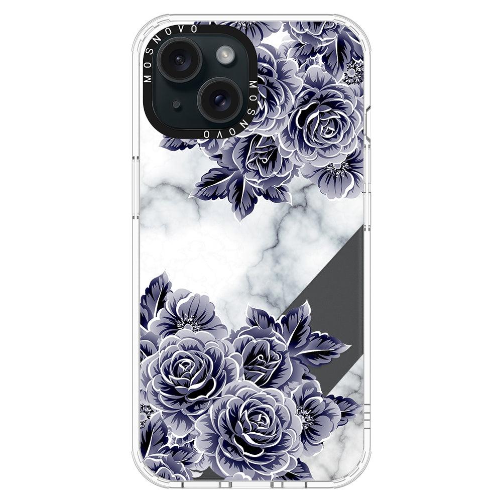 Purple Flower Marble Phone Case - iPhone 15 Case Clear