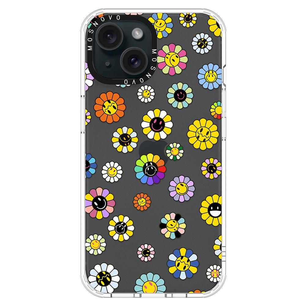 Flower Smiley Face Phone Case - iPhone 15 Plus Case - MOSNOVO