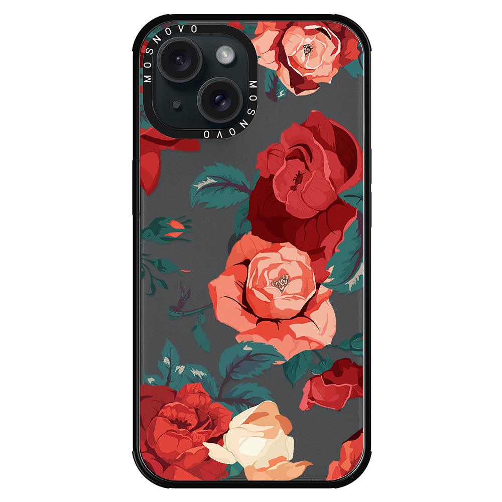 Vintage Red Rose Phone Case - iPhone 15 Plus Case - MOSNOVO