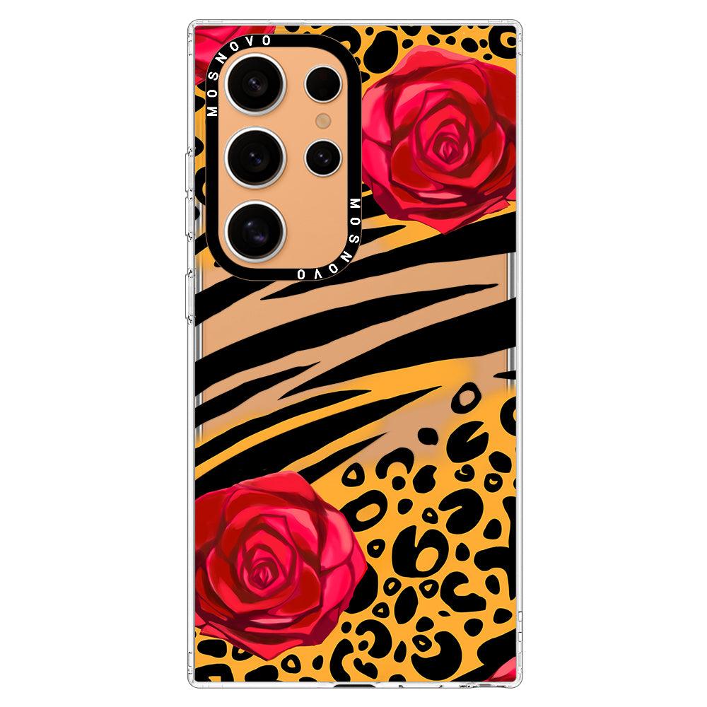 Wild Floral Leopard Phone Case - Samsung Galaxy S24 Ultra Case - MOSNOVO