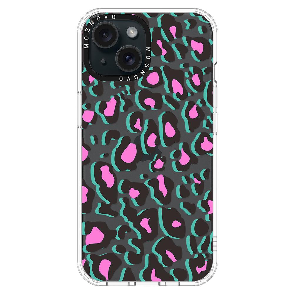 Hot Pink Leopard Print Phone Case - iPhone 15 Plus Case - MOSNOVO