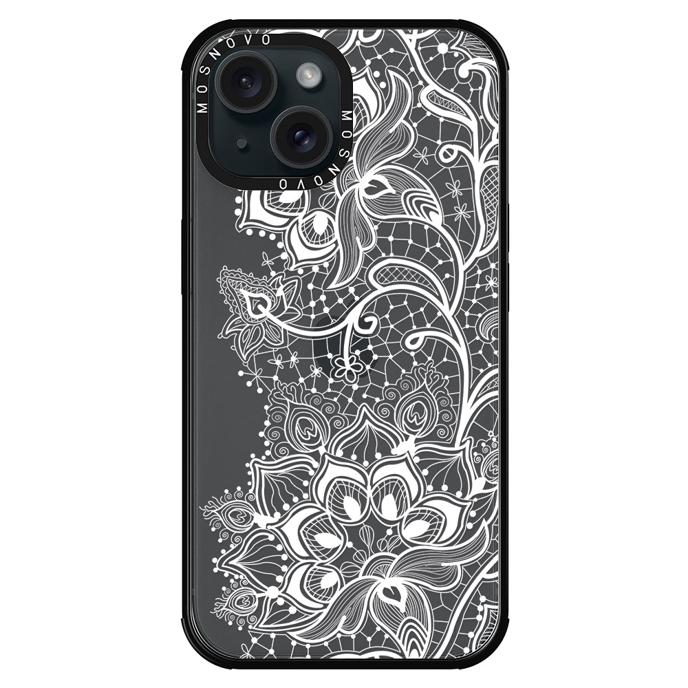 White Lotus Henna Phone Case - iPhone 15 Plus Case - MOSNOVO