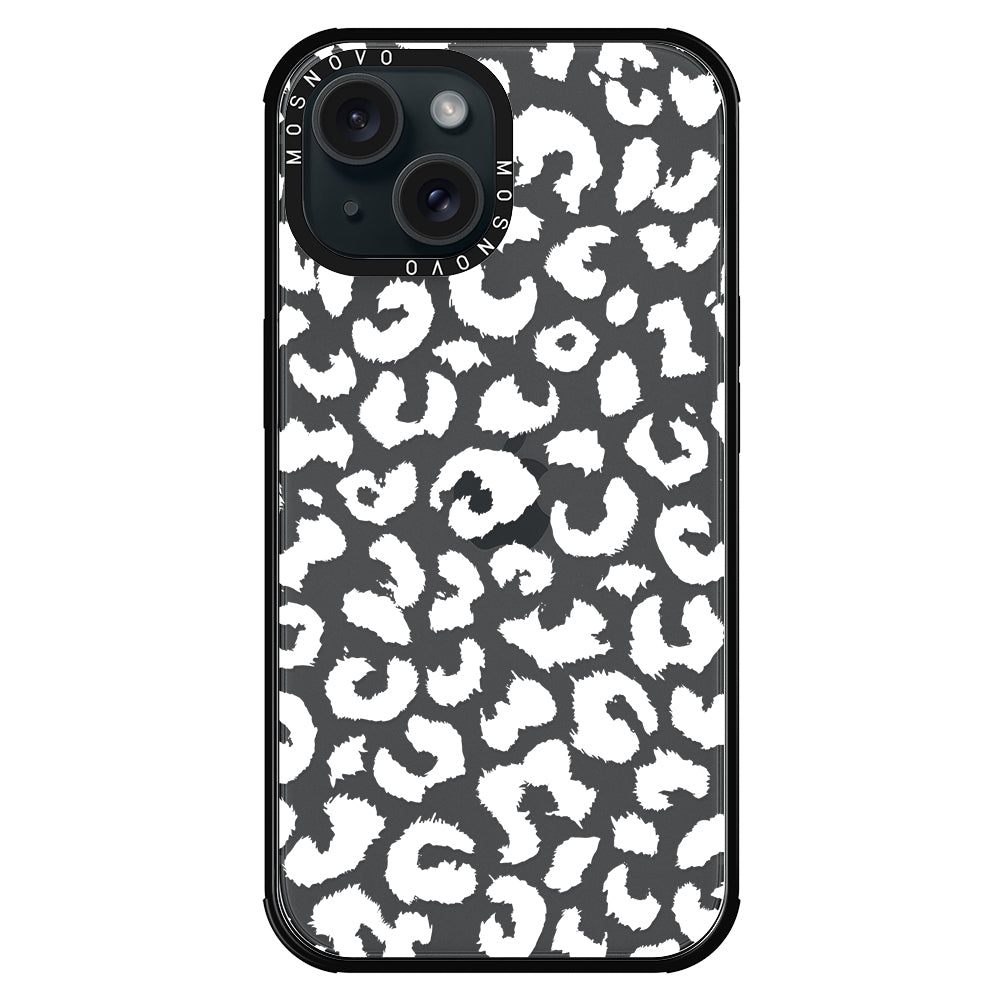 White Leopard Phone Case - iPhone 15 Case - MOSNOVO