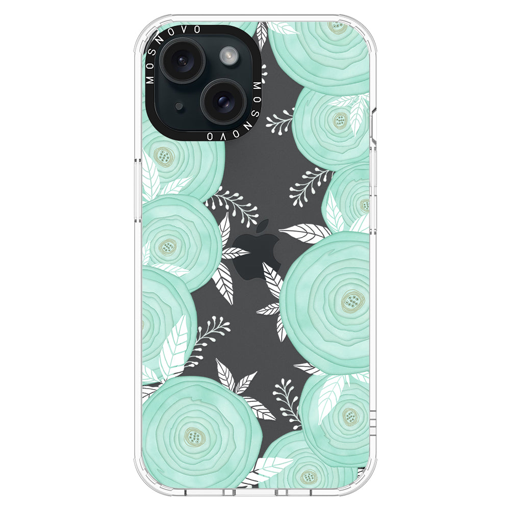 Mint Flower Phone Case - iPhone 15 Plus Case - MOSNOVO