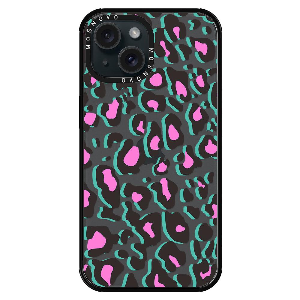 Hot Pink Leopard Print Phone Case - iPhone 15 Plus Case - MOSNOVO