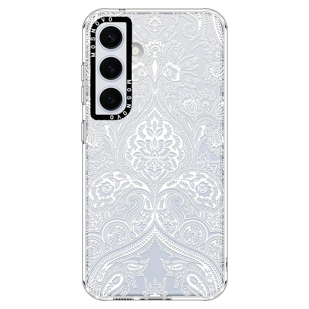 White Damask Phone Case - Samsung Galaxy S24 Case - MOSNOVO