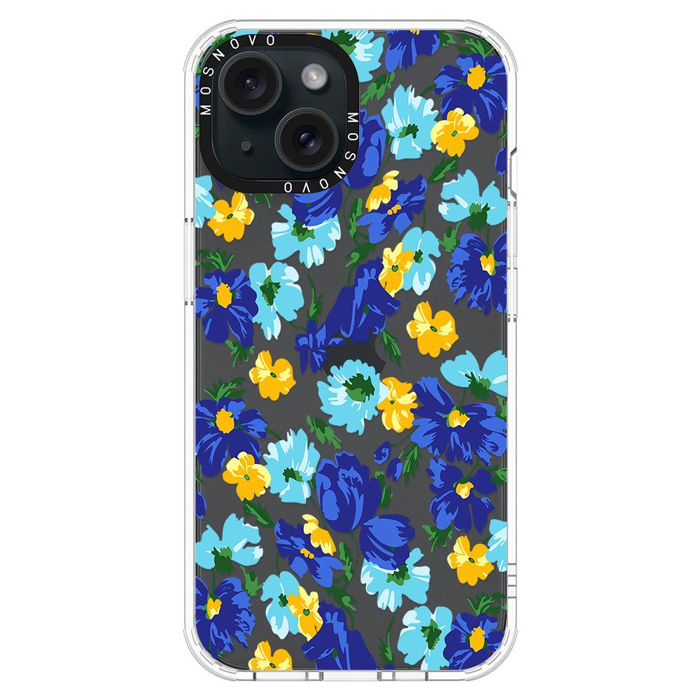 Vintage Blue Floral Phone Case - iPhone 15 Plus Case - MOSNOVO