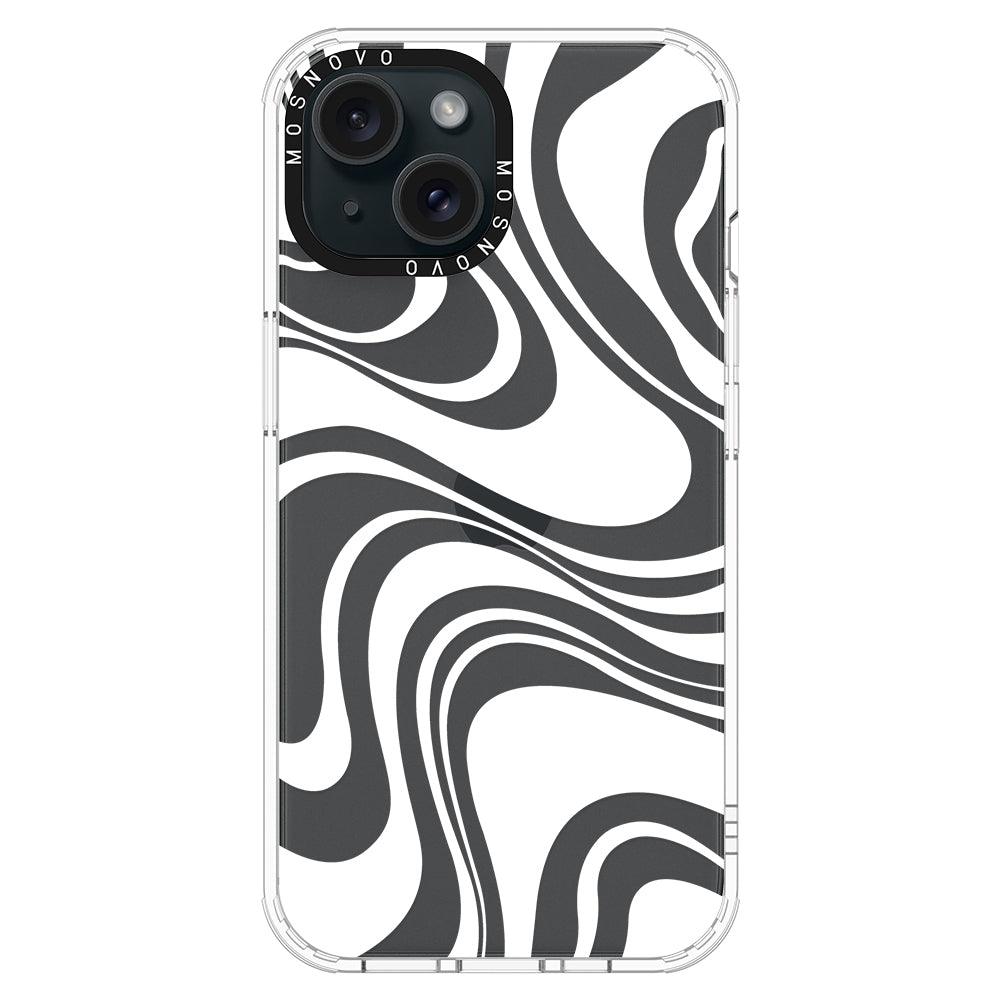 White Swirl Phone Case - iPhone 15 Plus Case - MOSNOVO