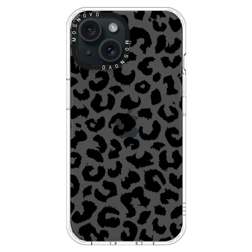 Black Leopard Phone Case - iPhone 15 Plus Case - MOSNOVO