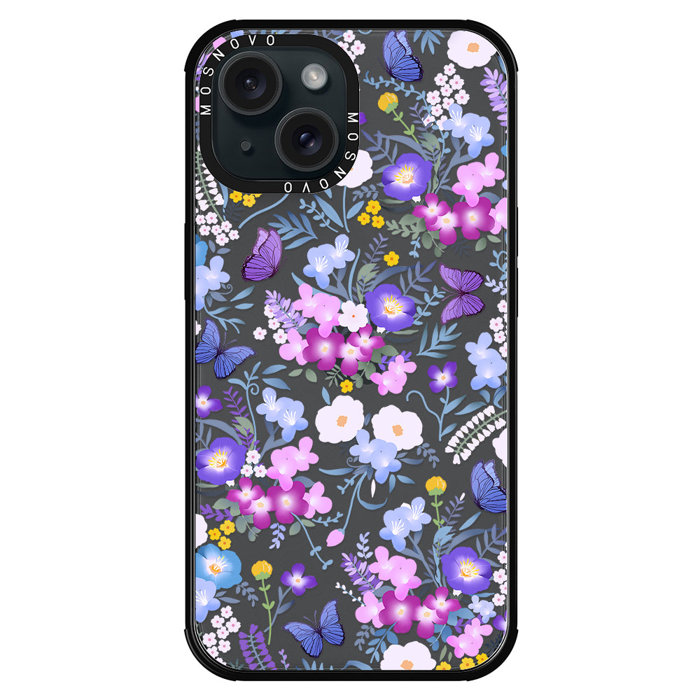 Purple Peri Nemophila Flower Phone Case - iPhone 15 Plus Case - MOSNOVO