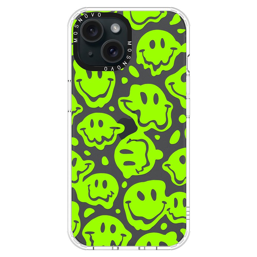 Distorted Green Smiles Face Phone Case - iPhone 15 Case - MOSNOVO