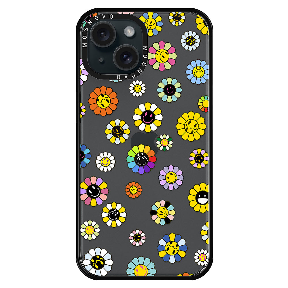 Flower Smiley Face Phone Case - iPhone 15 Case - MOSNOVO