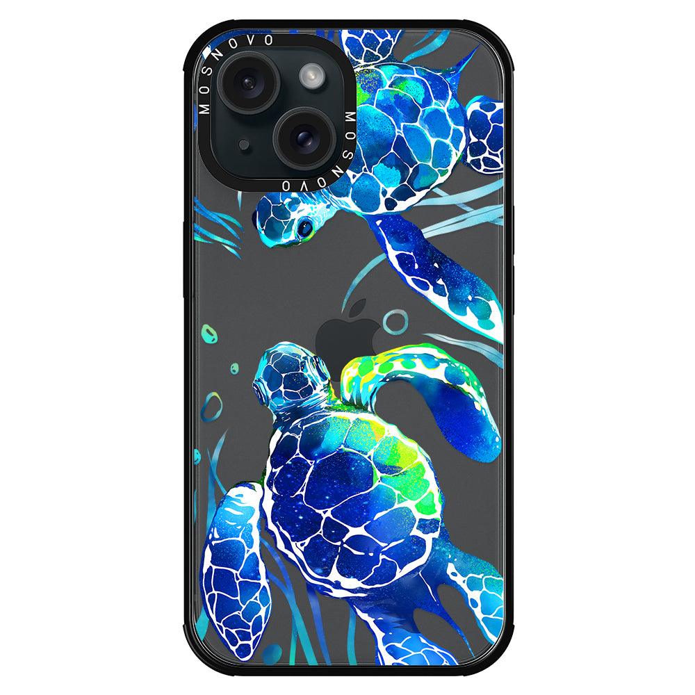 Blue Sea Turtle Phone Case - iPhone 15 Plus Case - MOSNOVO