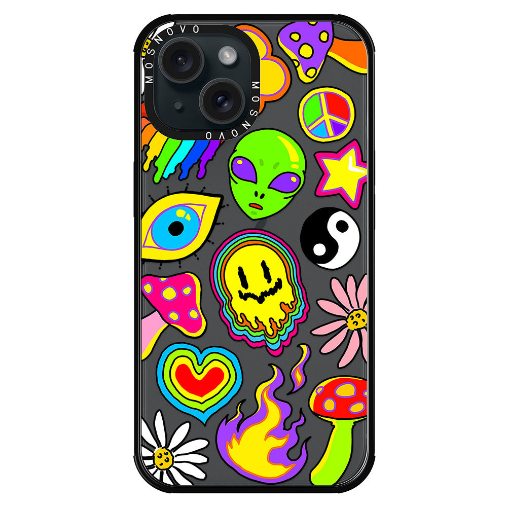 Hippie Rainbow Face Love Phone Case - iPhone 15 Case - MOSNOVO