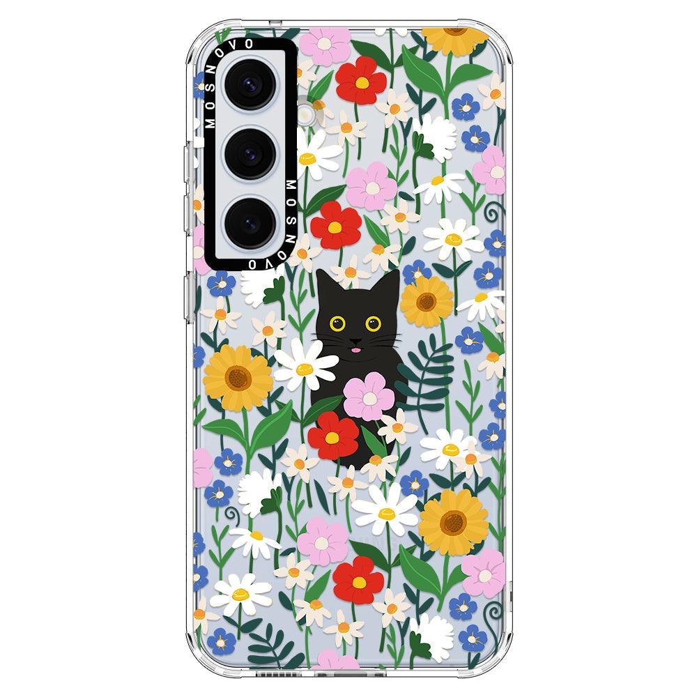 Black Cat in Garden Phone Case - Samsung Galaxy S24 Plus Case - MOSNOVO