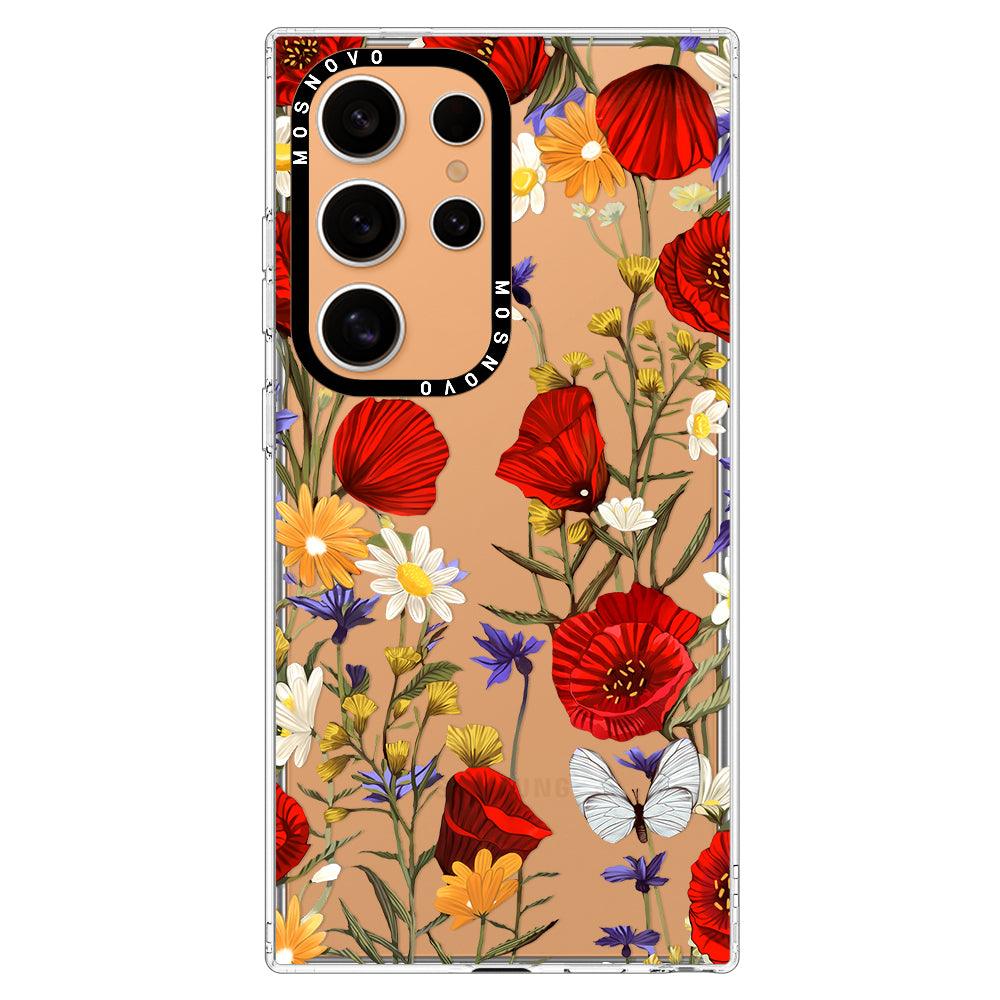 Poppy Floral Phone Case - Samsung Galaxy S24 Ultra Case - MOSNOVO