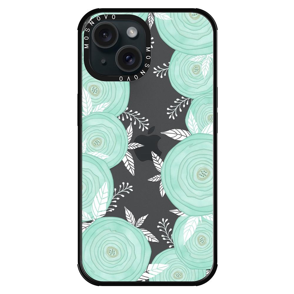 Mint Flower Phone Case - iPhone 15 Case - MOSNOVO