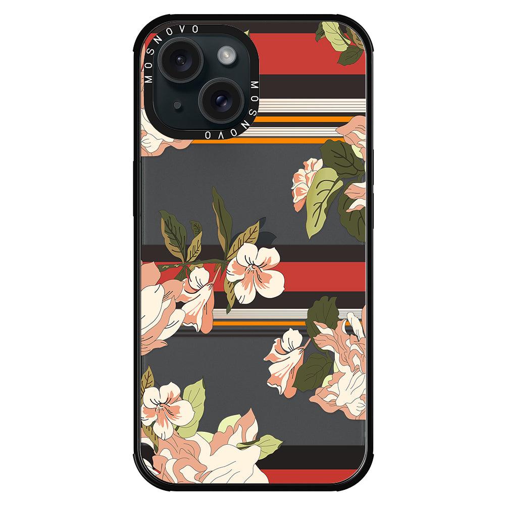 Classic Stripe Floral Phone Case - iPhone 15 Case - MOSNOVO