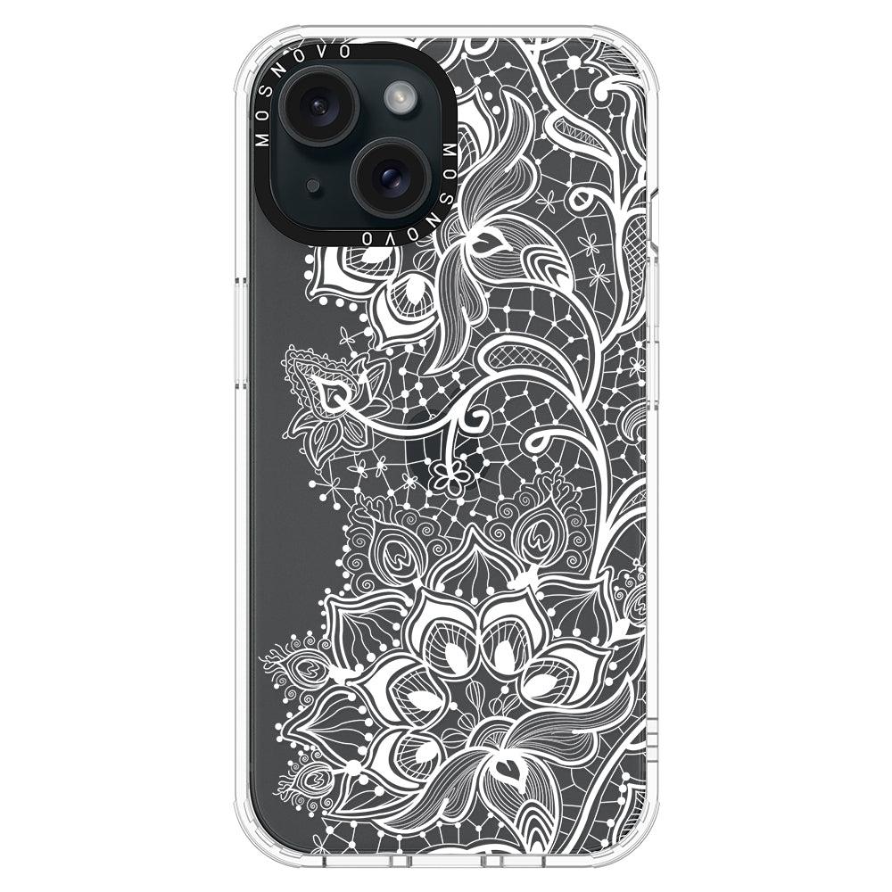 White Lotus Henna Phone Case - iPhone 15 Plus Case - MOSNOVO