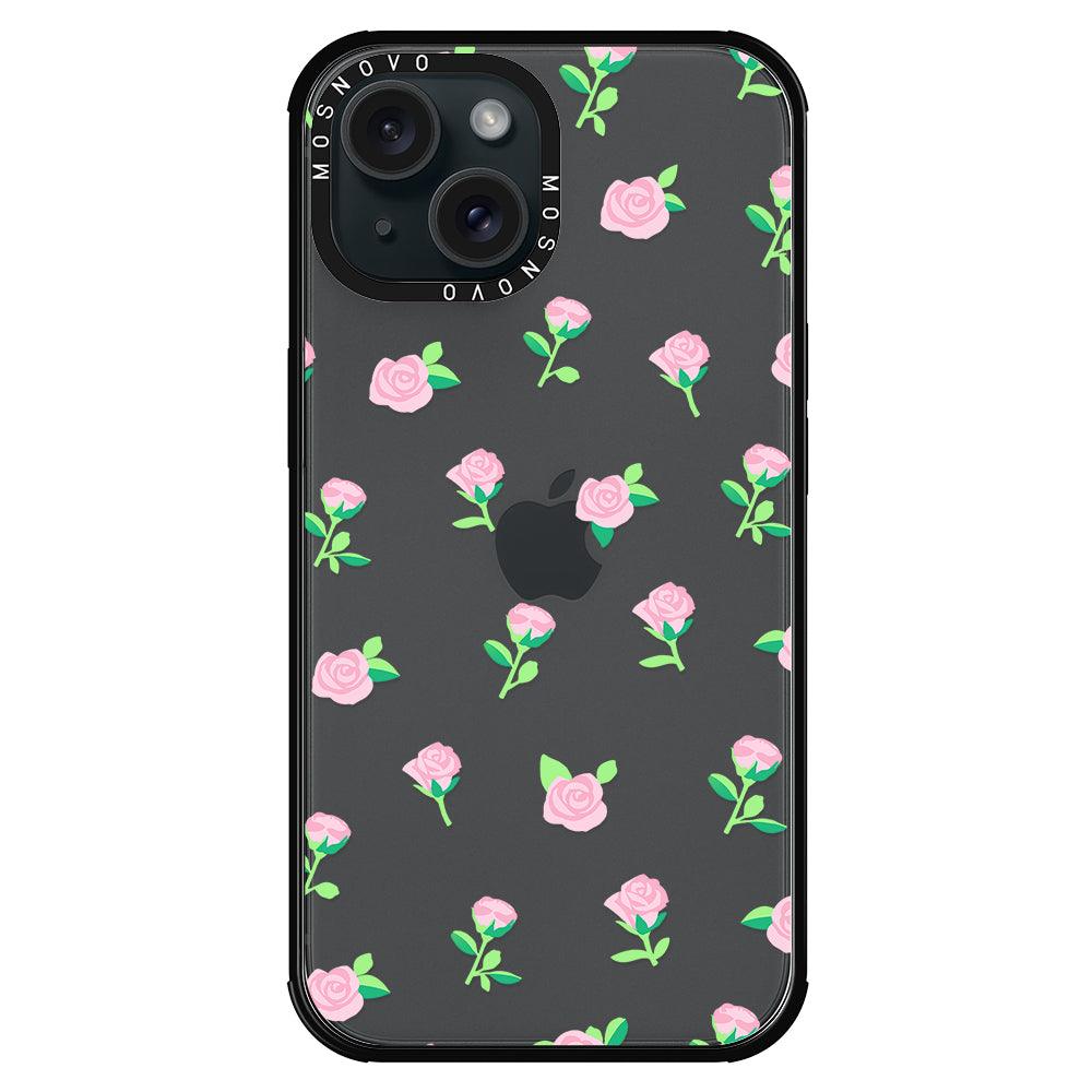 Pink Rose Floral Phone Case - iPhone 15 Case - MOSNOVO