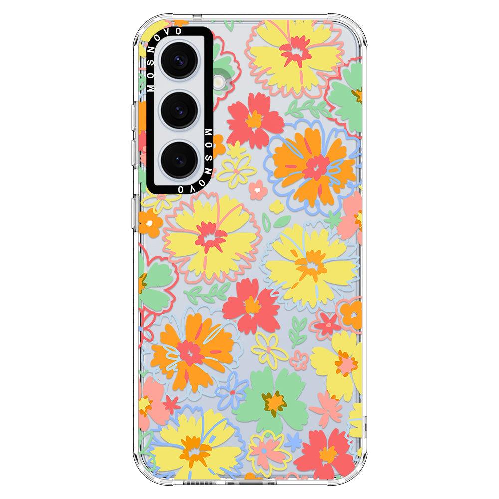 Retro Boho Hippie Flowers Phone Case - Samsung Galaxy S24 Plus Case - MOSNOVO