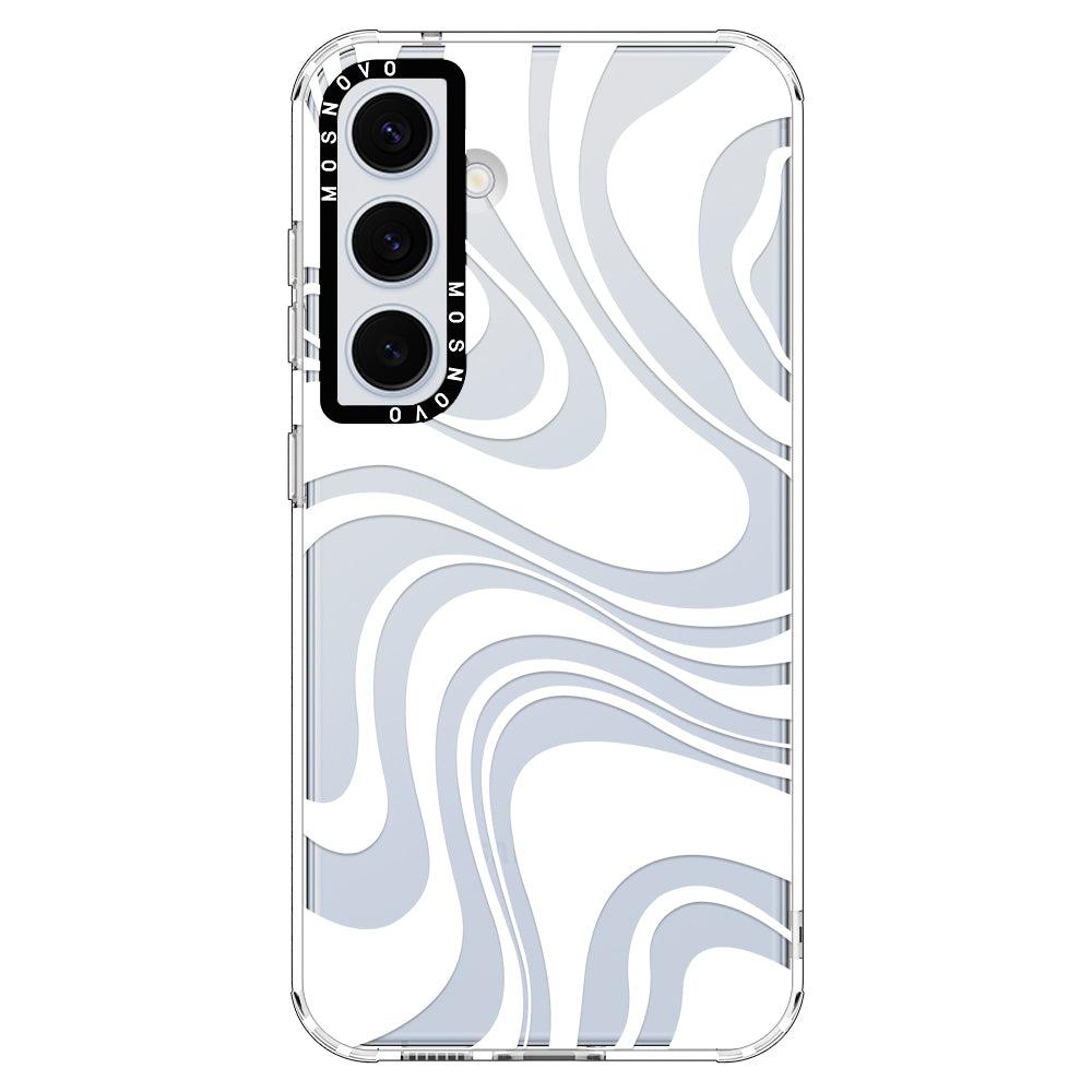 White Swirl Phone Case - Samsung Galaxy S24 Case - MOSNOVO