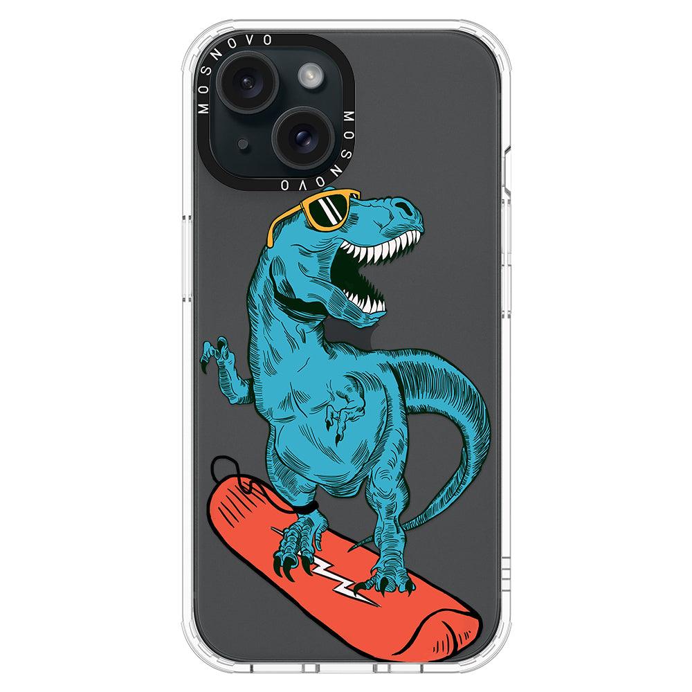 Surfing Dinosaur Phone Case - iPhone 15 Plus Case - MOSNOVO